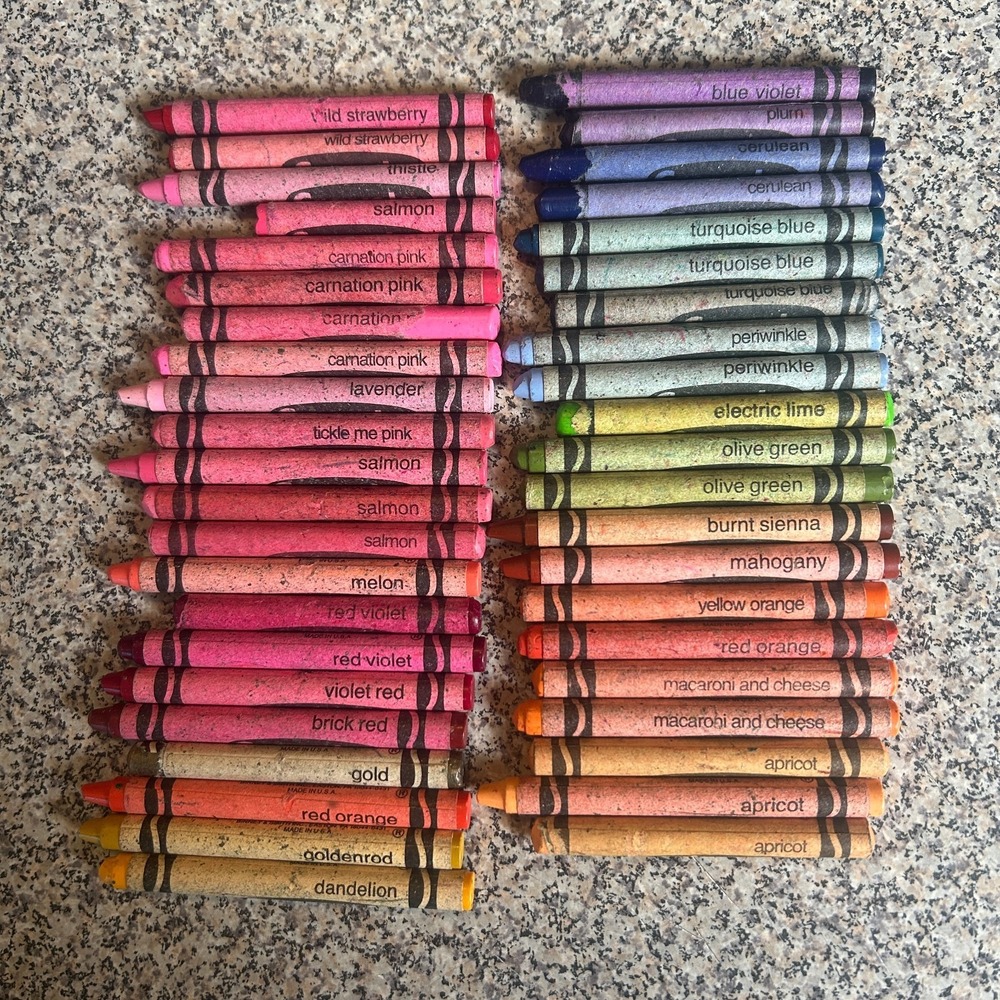 Rare Vintage Retired Crayola Crayons Large Lot 43 Binney Smith Colors Carnation